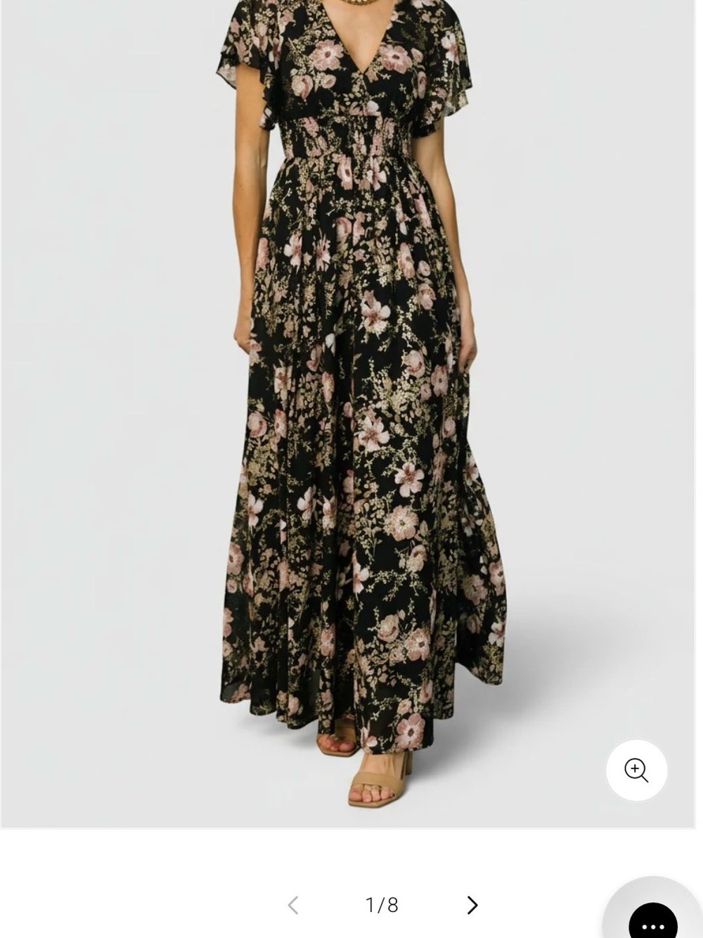 Baltic Born Black Maxi Dress with Blush Floral Print
